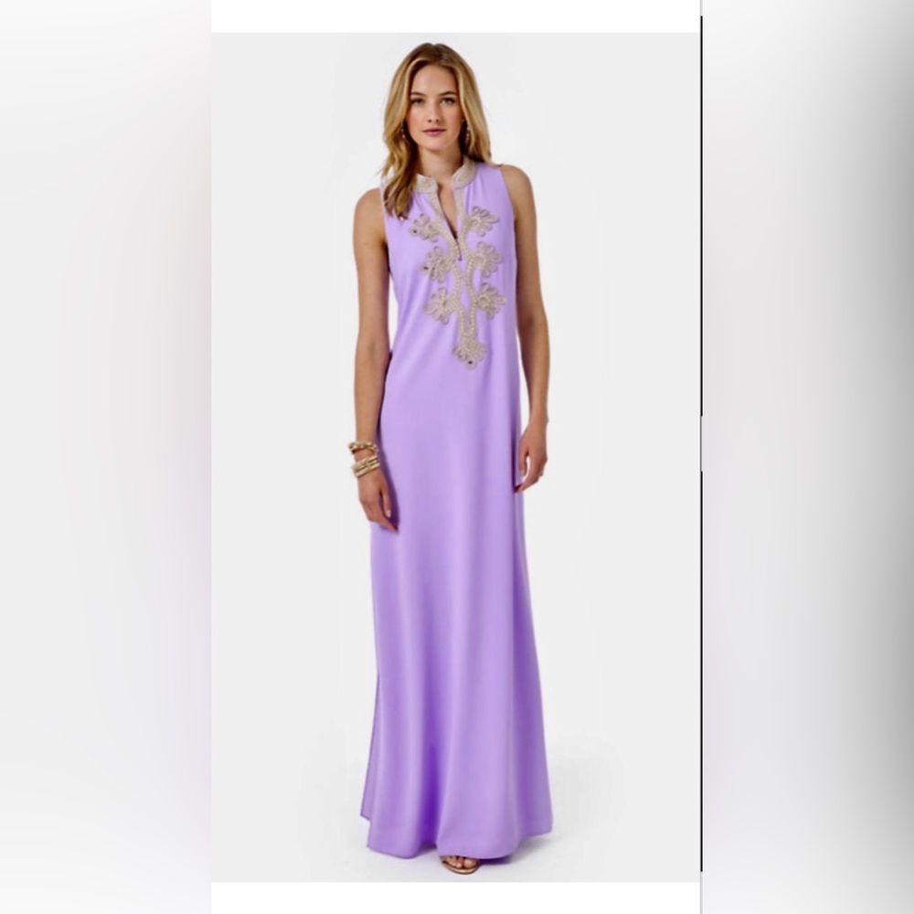 Lilly Pulitzer JANE MAXI DRESS IN 
PURPLE IRIS. SIZE 6
